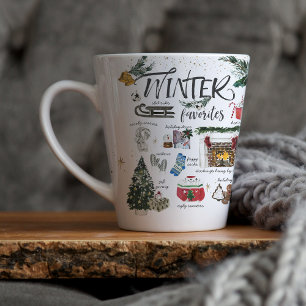 Tasse Latte Favoris de l'hiver tendance Illustrations aquare