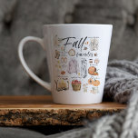 Tasse Latte Favoris tendance d'automne | Illustration aquarell<br><div class="desc">Personnalisé avec votre nom sur le dos. Aquarelle tendance dessinée à la main illustrations des favoris d'automne. Ils font de grands cadeaux ! Trouvez quelques bonbons à l'intérieur et faites la journée de quelqu'un ! Si vous souhaitez voir différents éléments, s'il vous plaît envoyez-moi un message. Ajoutez votre libellé personnalisé...</div>