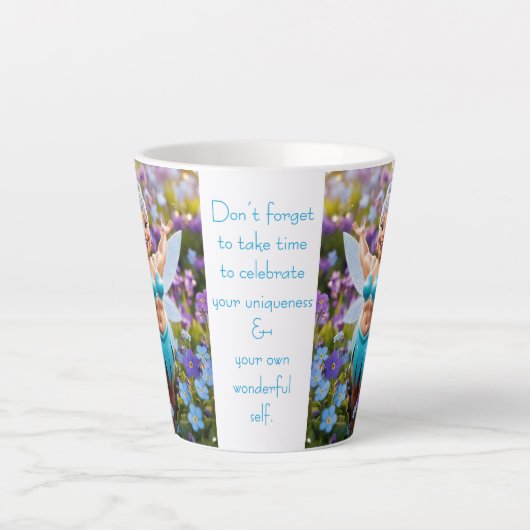 Tasse Latte Fée de la Fleur de Ne m'oubliez pas (Devant)