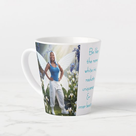 Tasse Latte Fée d'Iris blanc (Angle gauche)