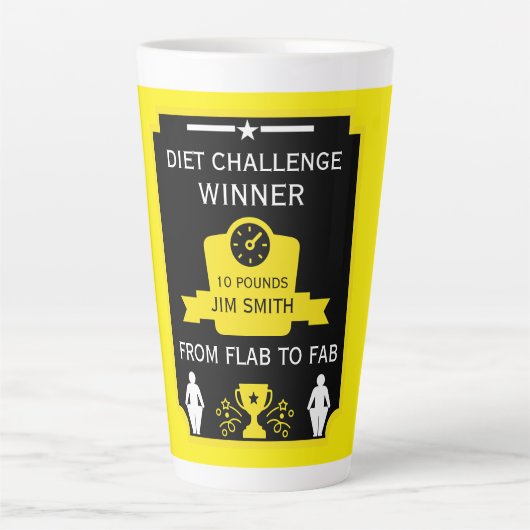 Tasse Latte Félicitations pour perte de poids (Devant)
