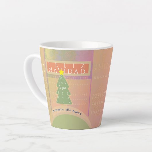 Tasse Latte "Feliz navidad" Paix et Bonne Année (Angle gauche)