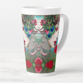Tasse Latte Feminine Red Lips et Rose Peacock Abstrait (Angle droit)