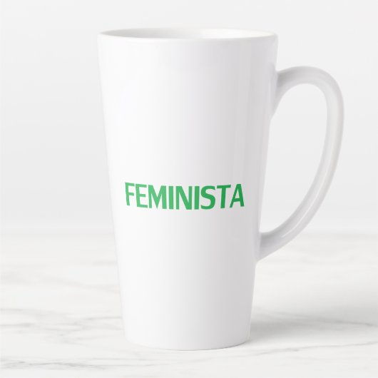 Tasse Latte Feministe féministe en espagnol vert blanc moderne (Droite)