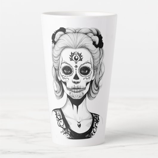 TASSE LATTE FEMME À TÊTE DE CRÂNE  (Devant)