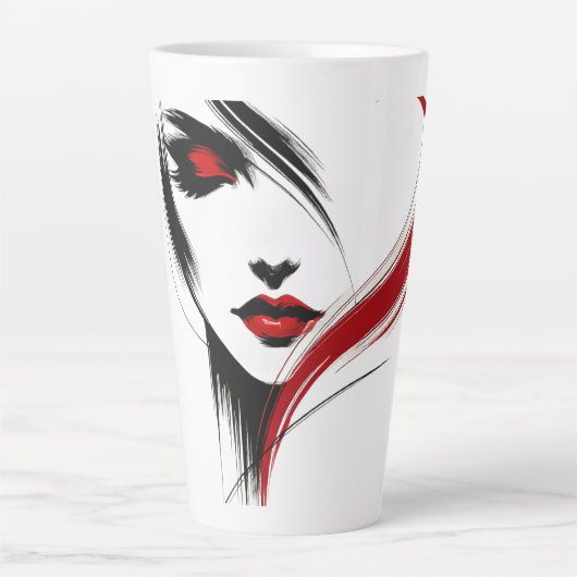 Tasse Latte Femme au murmure rouge (Devant)