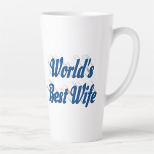 Tasse Latte Femme avec texte bleu