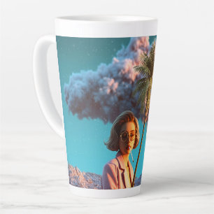 Tasse Latte Femme surréaliste avec palmier