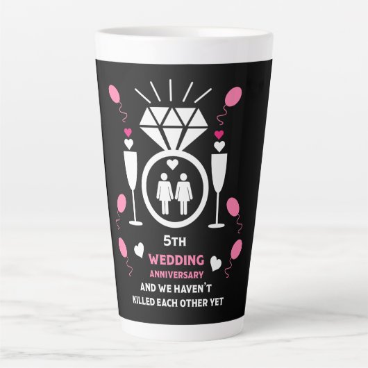 Tasse Latte Femmes gays 5e anniversaire du Mariage (Devant)