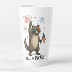 Tasse Latte Feral Mais Fireworks Gratuit Feral Raccoon 4 juill