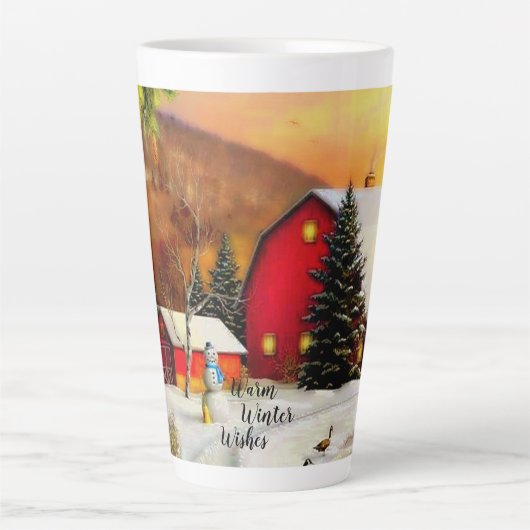 Tasse Latte Ferme d'hiver (Devant)