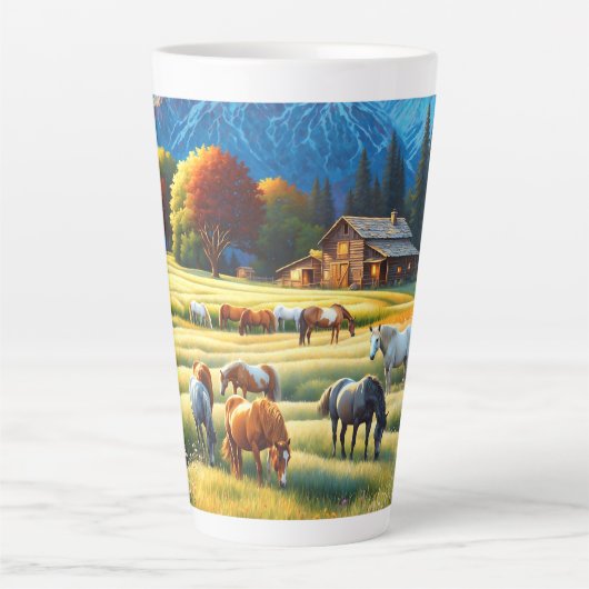 Tasse Latte Ferme Équestre (Devant)