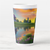 Tasse Latte Ferme Purple Roof Pond à Sunrise (Devant)