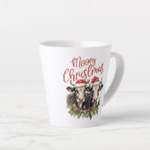 Tasse Latte Ferme rétro Noël deux vaches animaux d'argent (Angle droit)