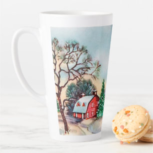 Tasse Latte Ferme vintage de Noël rétro festive