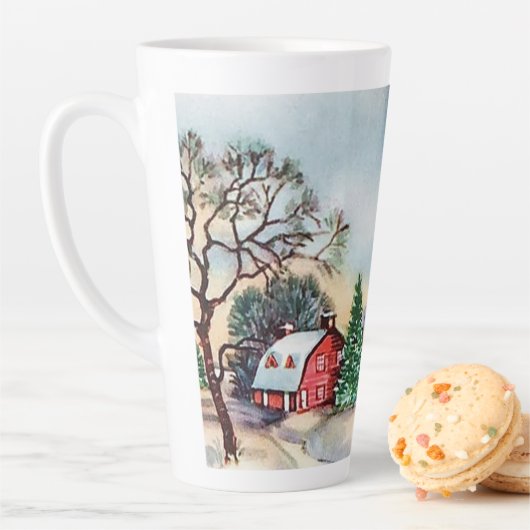 Tasse Latte Ferme vintage de Noël rétro festive (En situation)