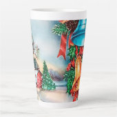 Tasse Latte Ferme vintage de Noël rétro festive (Devant)