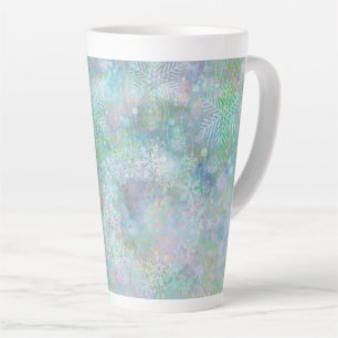 Tasse Latte Festif Pastel Conception de flocon de neige