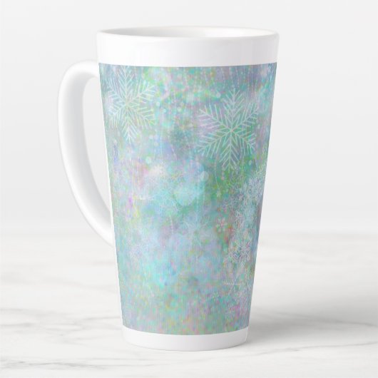 Tasse Latte Festif Pastel Conception de flocon de neige (Angle gauche)