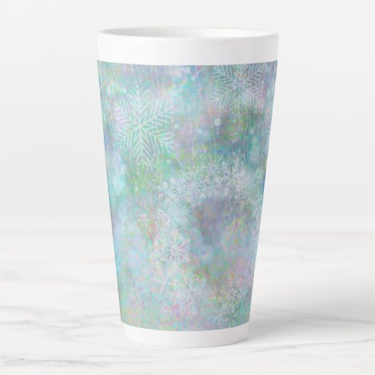 Tasse Latte Festif Pastel Conception de flocon de neige (Devant)