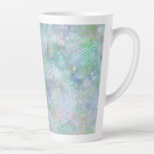 Tasse Latte Festif Pastel Conception de flocon de neige (Droite)