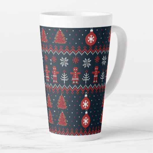 Tasse Latte Festive knitted ginger bread and snow flakes (Angle droit)