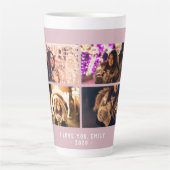 Tasse Latte Festive moderne rose vif 4 Photo Collage Vacances (Devant)