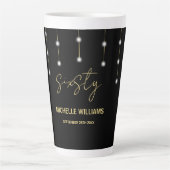 Tasse Latte Fête Black And Gold Script Moderne (Devant)