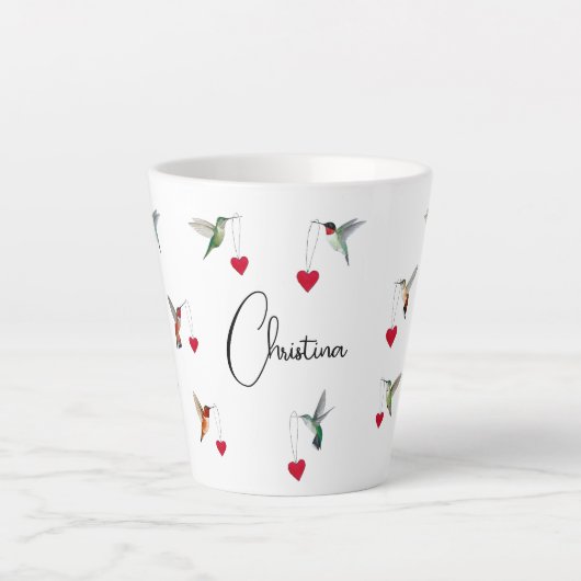 Tasse Latte Fête de la Saint-Valentin des colibris sur mesure (Devant)