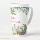 Tasse Latte Fête de Noël Floral Personnalisé (Angle droit)