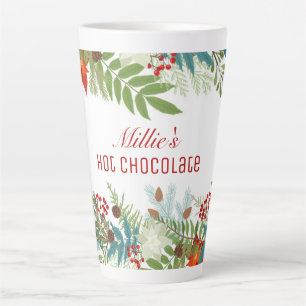 Tasse Latte Fête de Noël Floral Personnalisé