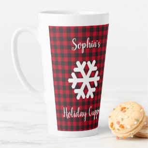 Tasse Latte Fête de nuit de Buffalo Plaid Snowflake - Personn