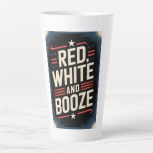 Tasse Latte Fête du 4 juillet Booze Rouge Blanc et Booze