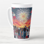 Tasse Latte Feu d'artifice Patriotique 4 juillet Feu d'artific (Angle gauche)