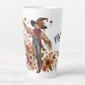 Tasse Latte Feuillage d'automne et d'épouvantail personnalisé (Devant)