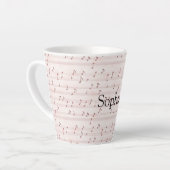 Tasse Latte Feuille de notes de musique rose (Angle gauche)
