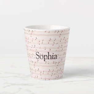 Tasse Latte Feuille de notes de musique rose