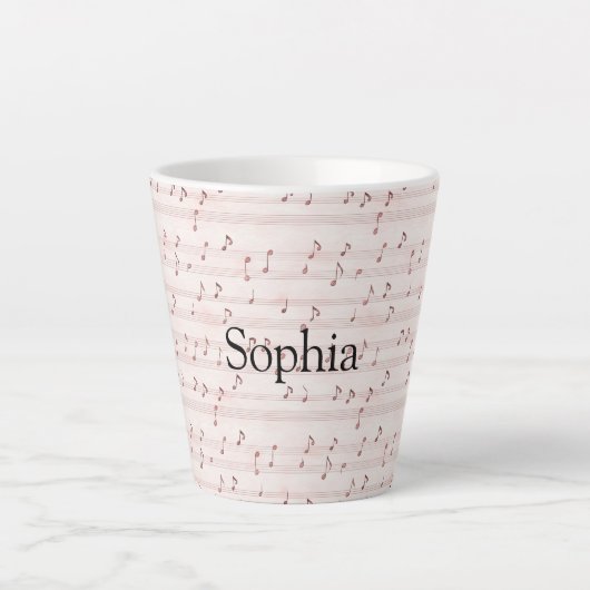 Tasse Latte Feuille de notes de musique rose (Devant)