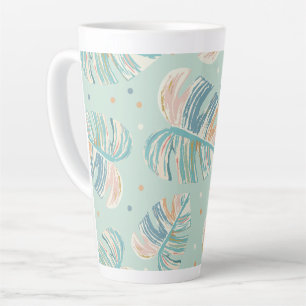 Tasse Latte Feuille Monstera - Turquoise, Vert, Corail, Moutar