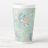 Tasse Latte Feuille Monstera - Turquoise, Vert, Corail, Moutar (Devant)
