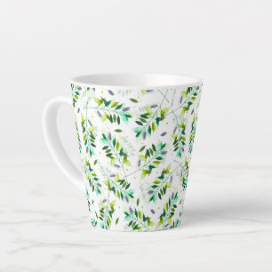 Tasse Latte Feuilles botaniques violet et vert