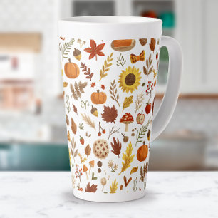 Tasse Latte Feuilles d'automne et citrouilles pour un Thanksgi