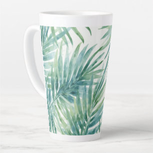 Tasse Latte Feuilles de palmier sarcelle