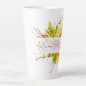 Tasse Latte Feuilles d'érable d'automne avec texte personnalis (Devant)