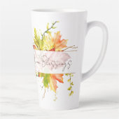 Tasse Latte Feuilles d'érable d'automne avec texte personnalis (Droite)