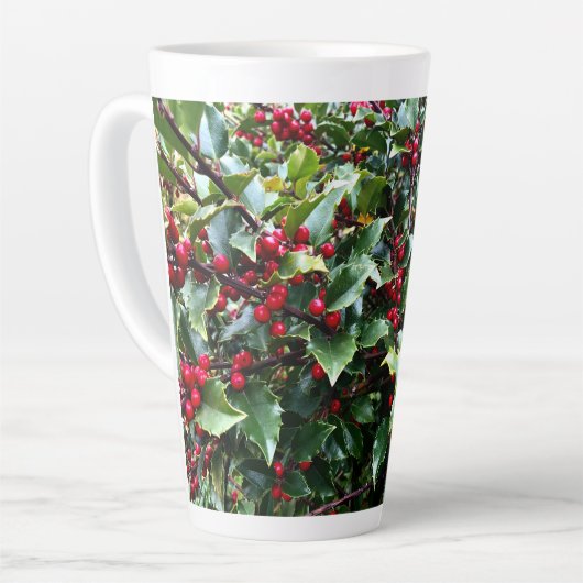 Tasse Latte Feuilles et baies de houx (Angle gauche)