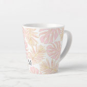 Tasse Latte Feuilles et monogramme rose et or (Angle droit)