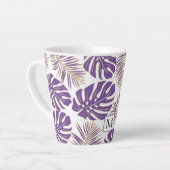 Tasse Latte Feuilles et monogramme violet et or (Angle gauche)