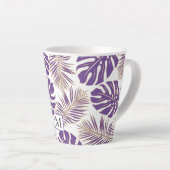 Tasse Latte Feuilles et monogramme violet et or (Angle droit)