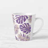 Tasse Latte Feuilles et monogramme violet et or (Droite)